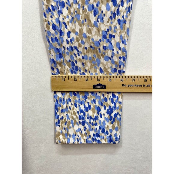 J.Mclaughlin Lexi Jeans Pants Womens 10 Watercolor Blue Tan White Print Stretch - Picture 10 of 10